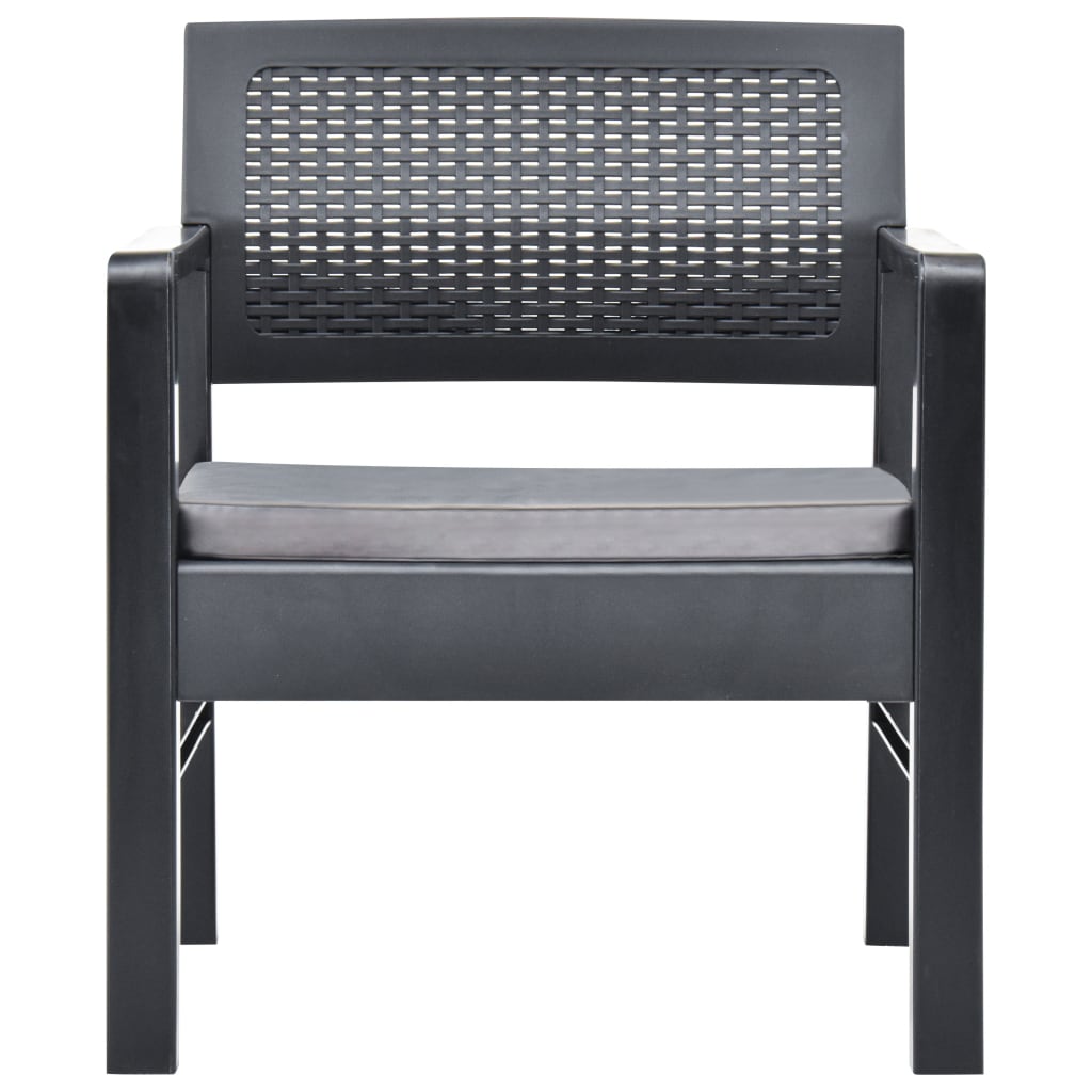 haveloungesæt 3 dele plastik antracitgrå