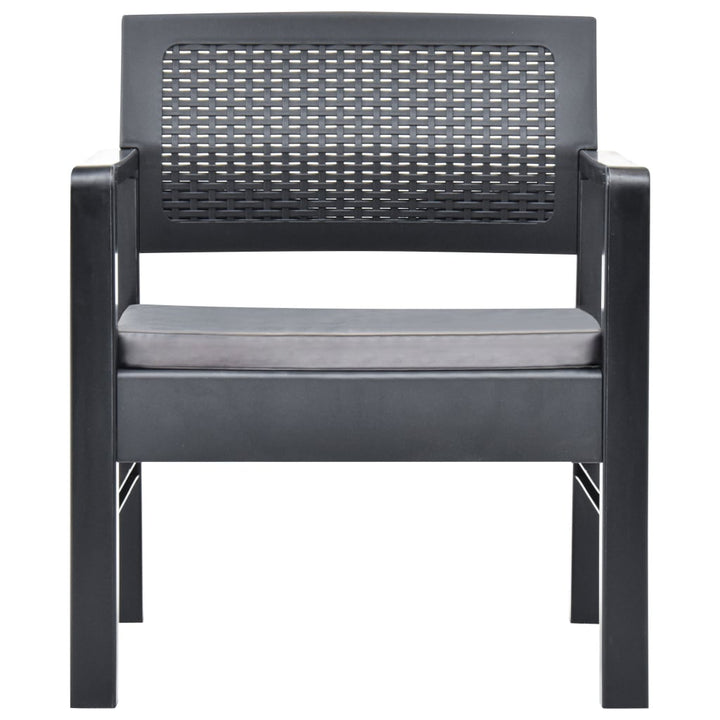 haveloungesæt 3 dele plastik antracitgrå