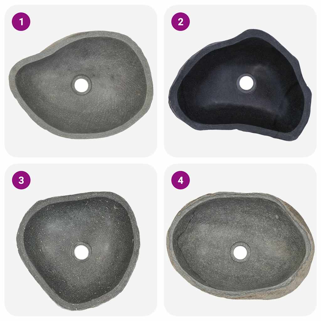håndvask (37-46) x (29-36) cm oval flodsten
