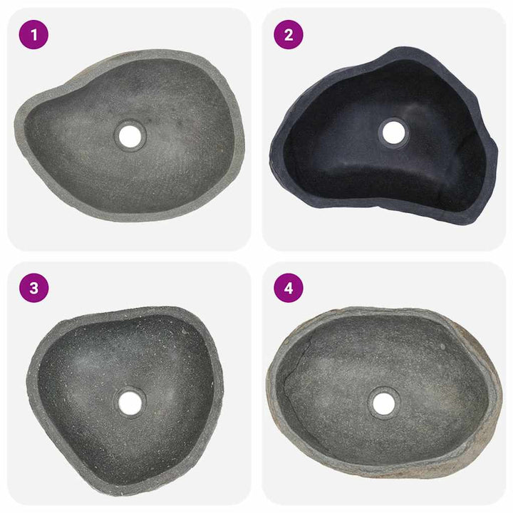 håndvask (37-46) x (29-36) cm oval flodsten