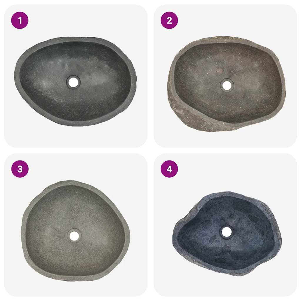 håndvask (45-53)x(34-41) cm oval flodsten