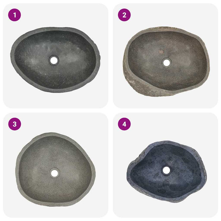 håndvask (45-53)x(34-41) cm oval flodsten