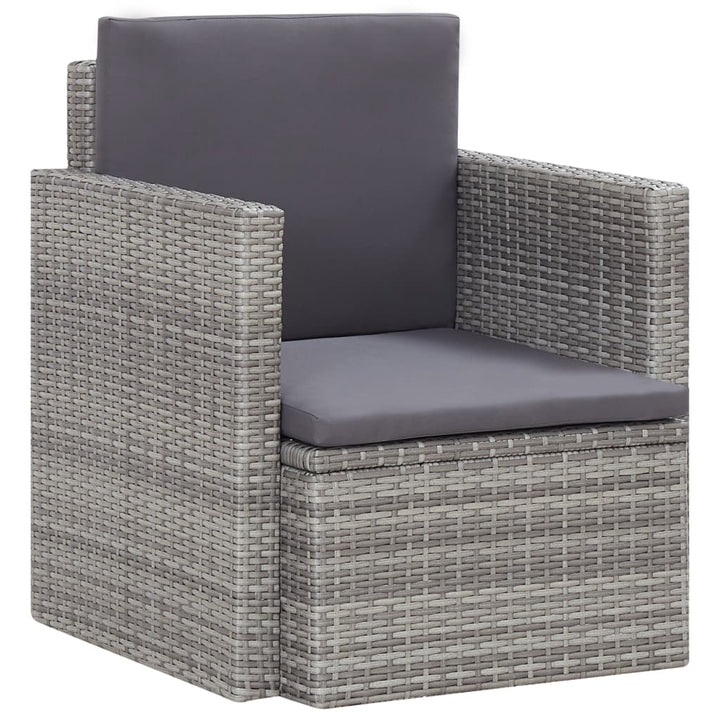 havestol med hynder polyrattan grå