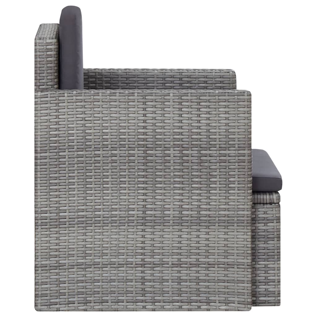 havestol med hynder polyrattan grå