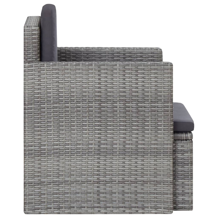 havestol med hynder polyrattan grå
