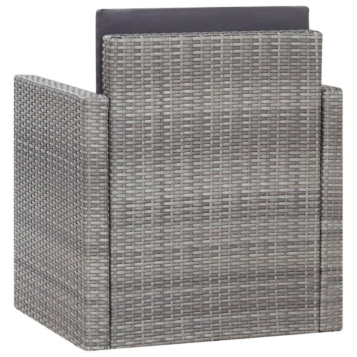 havestol med hynder polyrattan grå