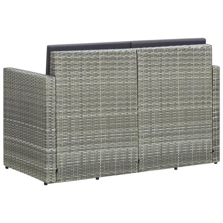 2-personers havesofa med hynder polyrattan grå