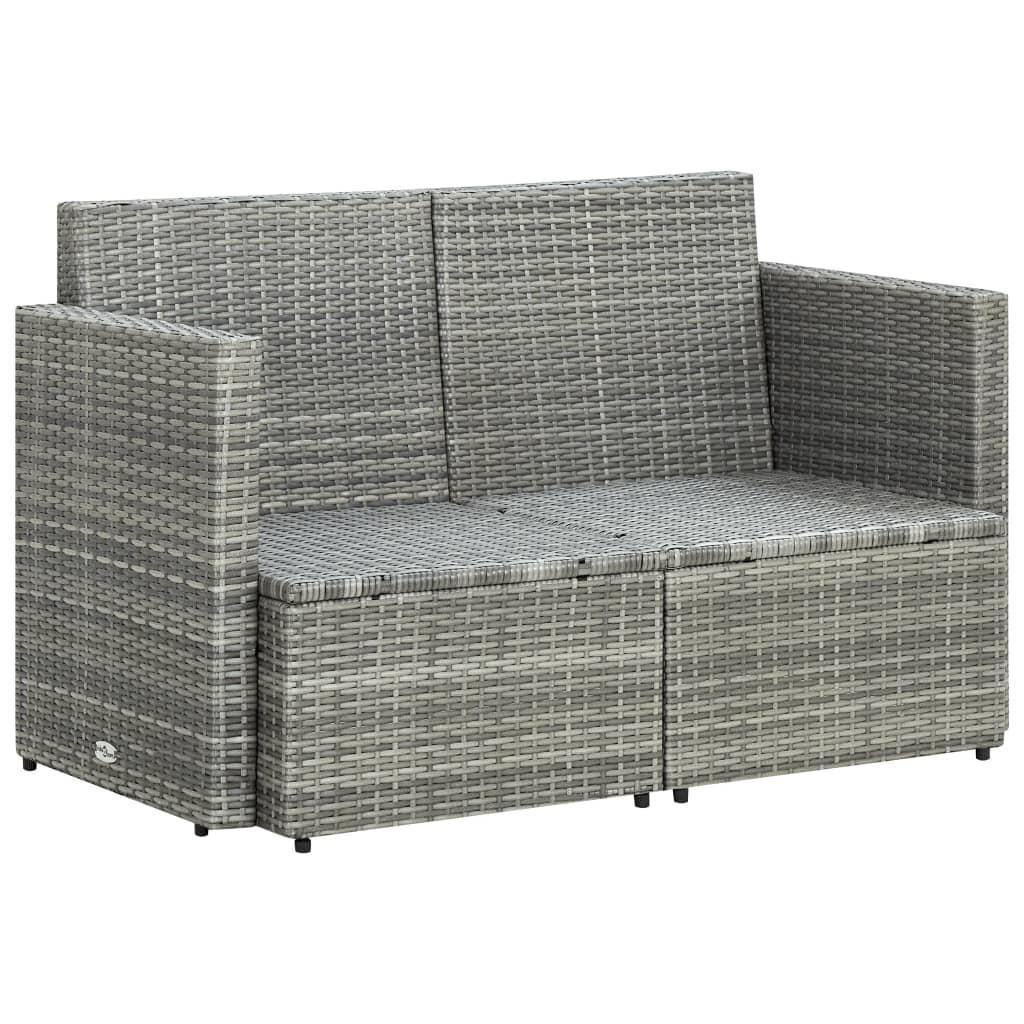 2-personers havesofa med hynder polyrattan grå
