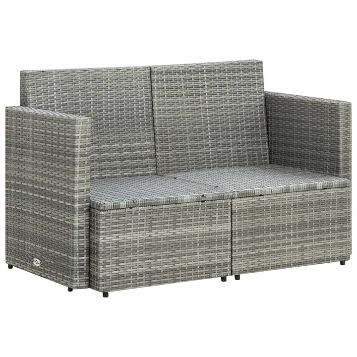 2-personers havesofa med hynder polyrattan grå