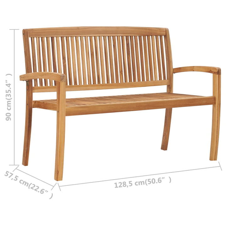 2-personers havebænk 128,5 cm massivt teaktræ