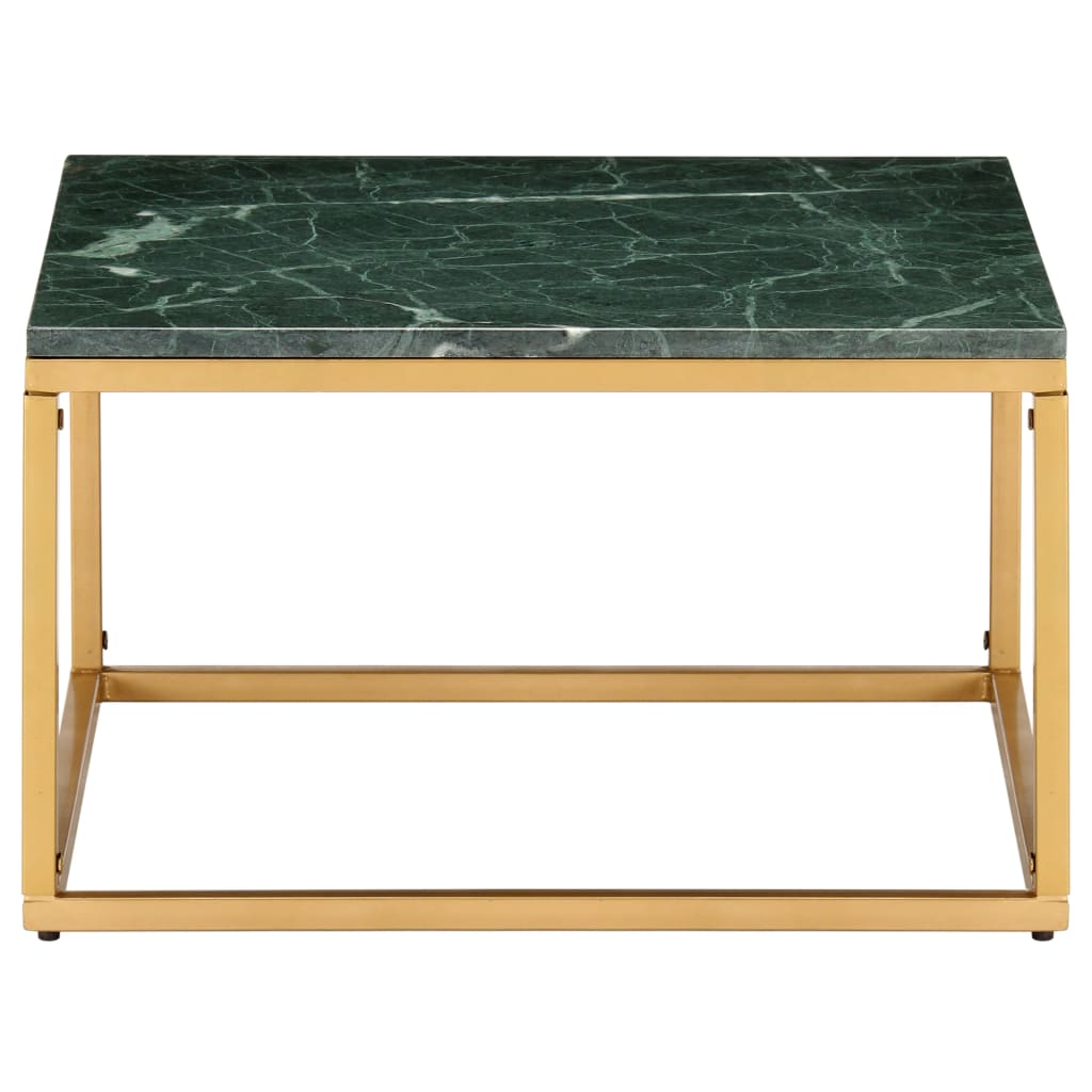 sofabord 60x60x35 cm ægte sten med marmortekstur grøn