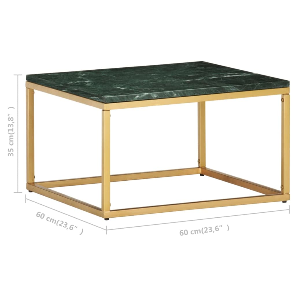sofabord 60x60x35 cm ægte sten med marmortekstur grøn