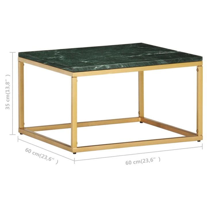 sofabord 60x60x35 cm ægte sten med marmortekstur grøn