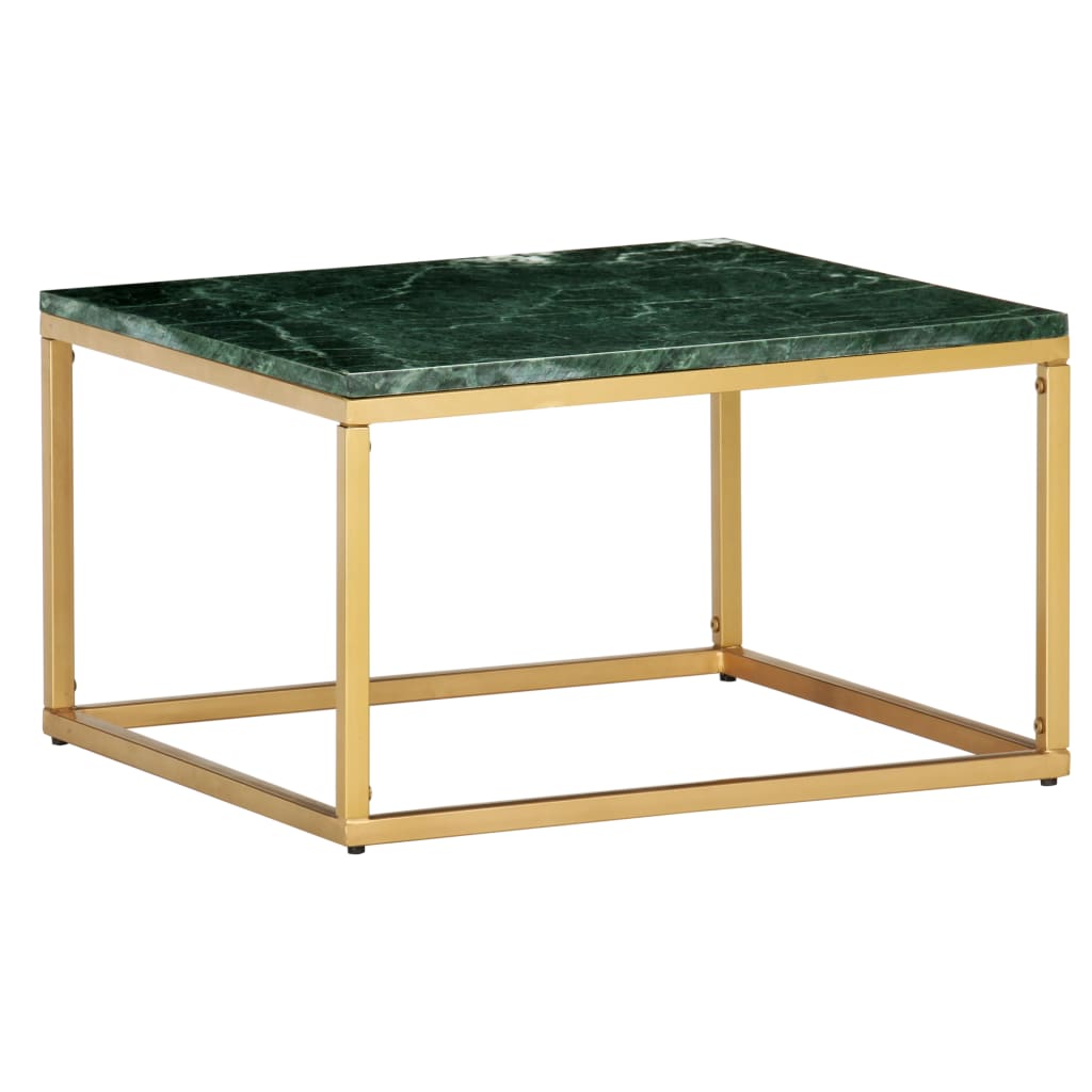sofabord 60x60x35 cm ægte sten med marmortekstur grøn