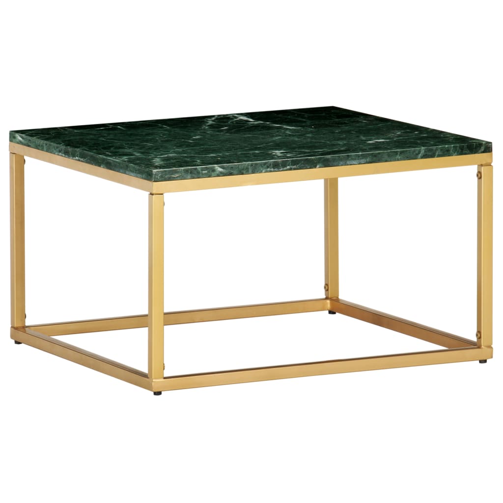 sofabord 60x60x35 cm ægte sten med marmortekstur grøn