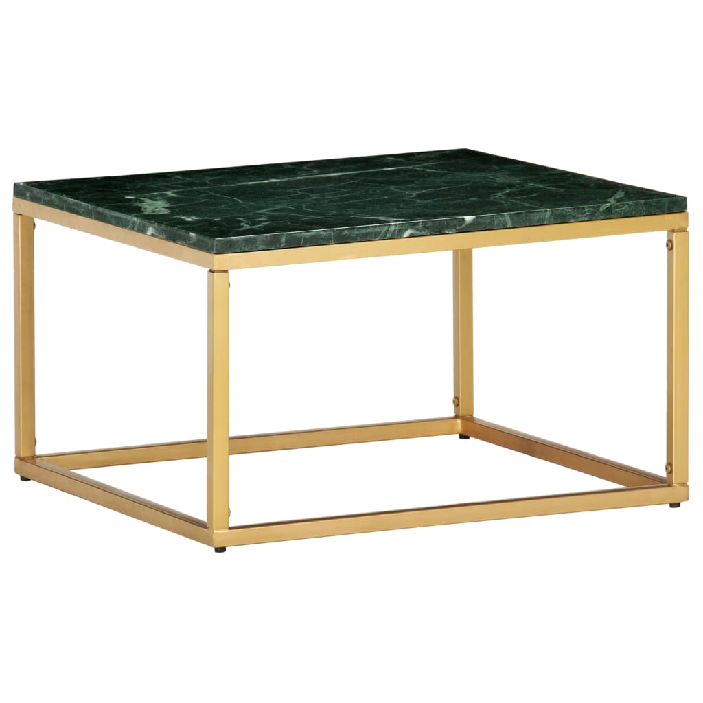 sofabord 60x60x35 cm ægte sten med marmortekstur grøn