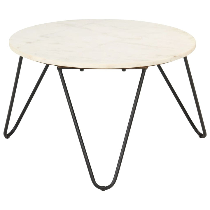 sofabord ægte sten med marmortekstur 65x65x42 cm hvid