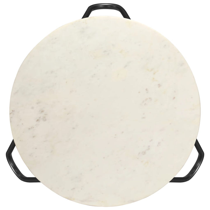 sofabord ægte sten med marmortekstur 65x65x42 cm hvid