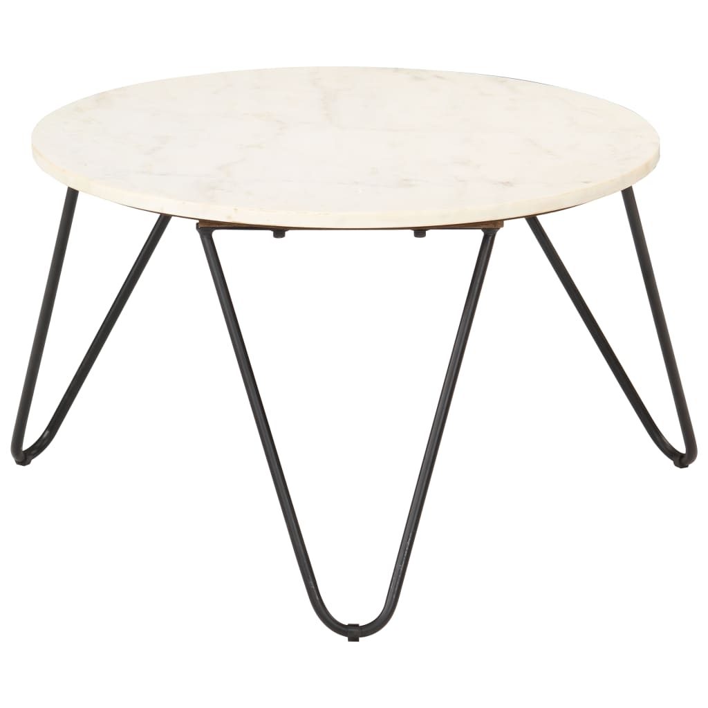 sofabord ægte sten med marmortekstur 65x65x42 cm hvid