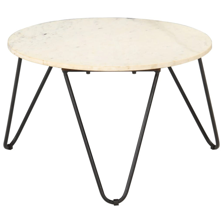 sofabord ægte sten med marmortekstur 65x65x42 cm hvid