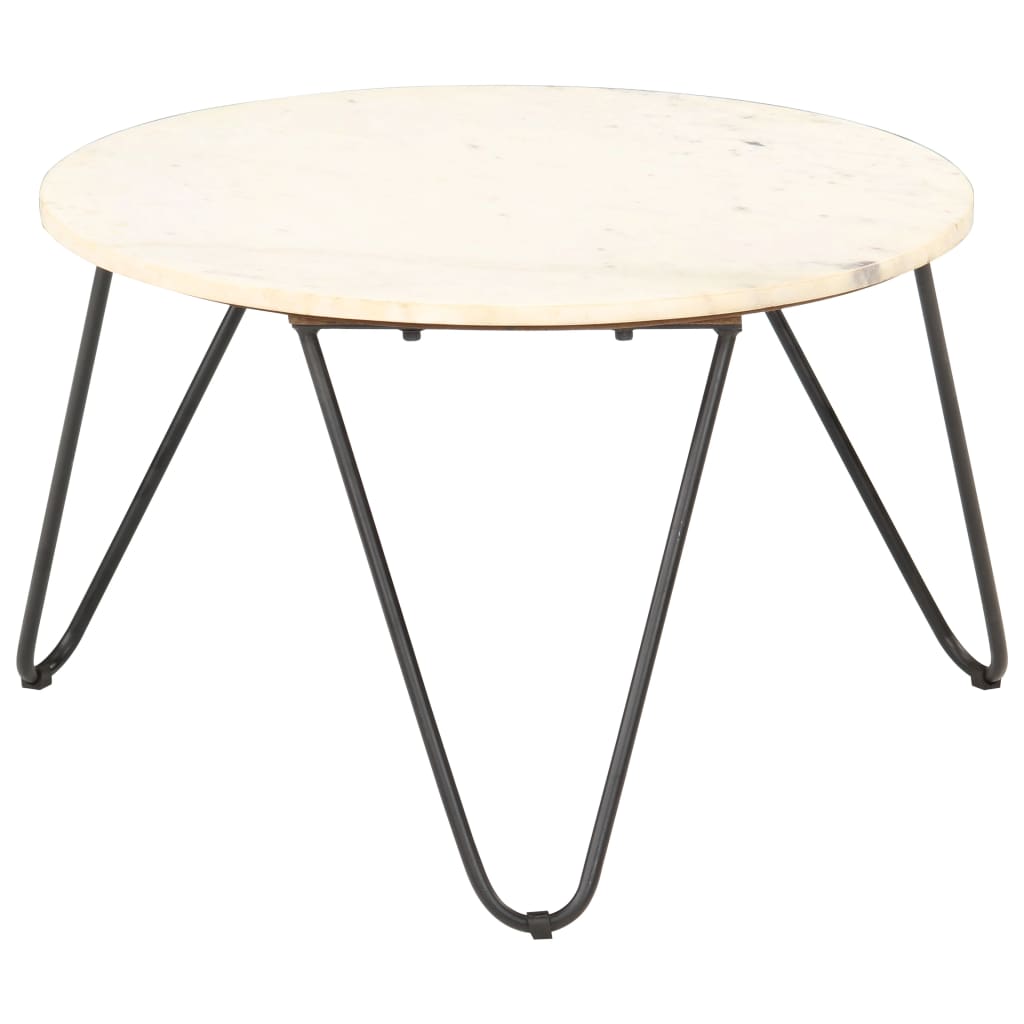 sofabord ægte sten med marmortekstur 65x65x42 cm hvid