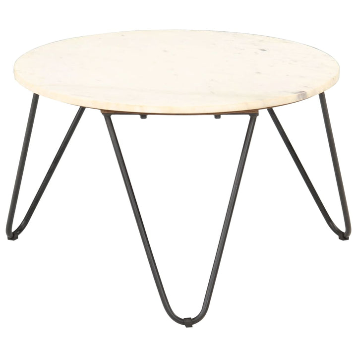 sofabord ægte sten med marmortekstur 65x65x42 cm hvid