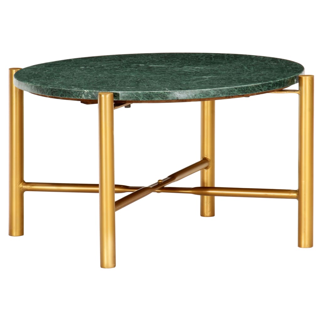 sofabord 60x60x35 cm ægte sten med marmortekstur grøn