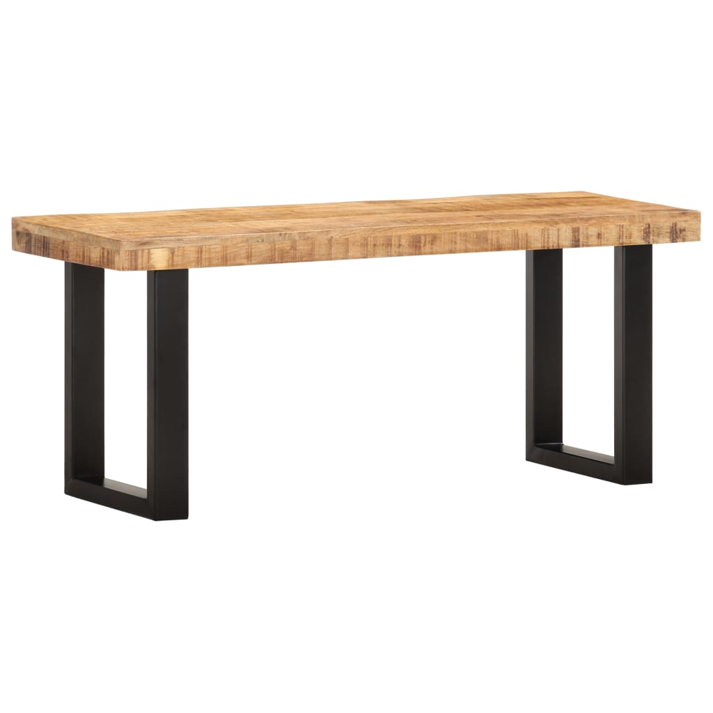 bænk 110 cm massivt ru mangotræ og stål