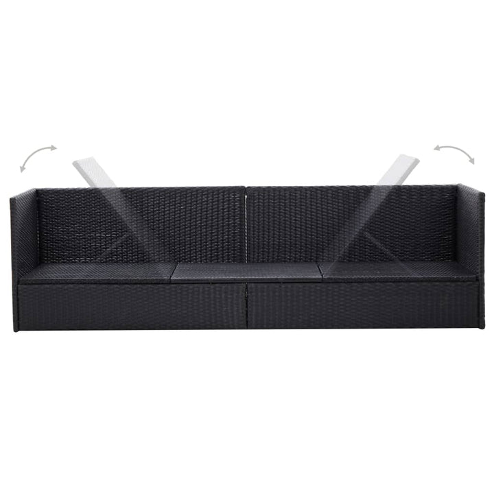 haveseng med hynde og puder polyrattan sort