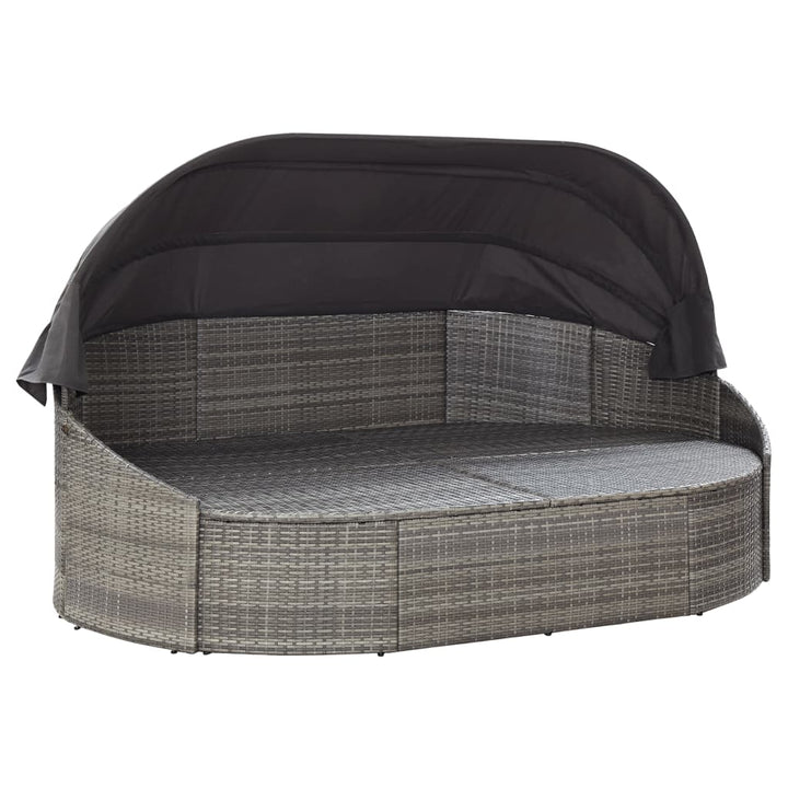 solseng med baldakin polyrattan grå