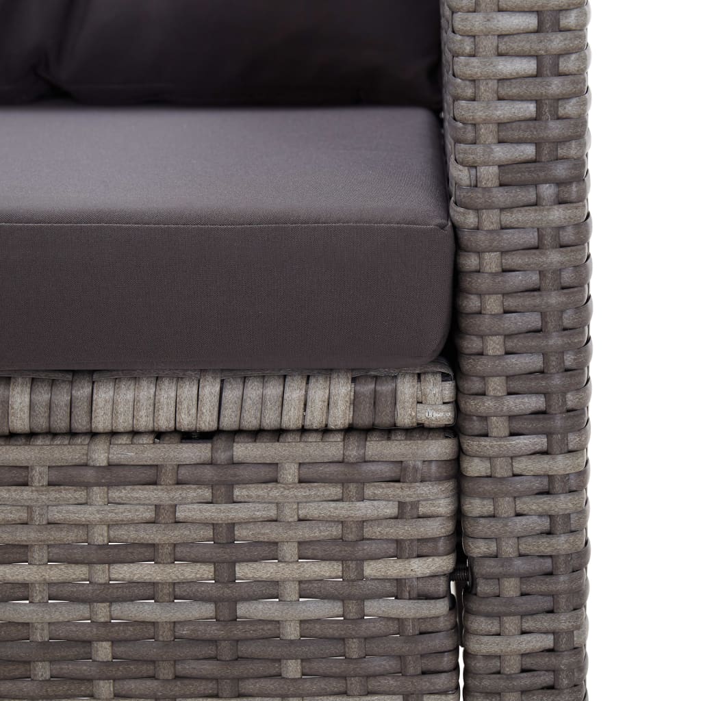 topersoners havesofa med hynder 124 cm polyrattan grå