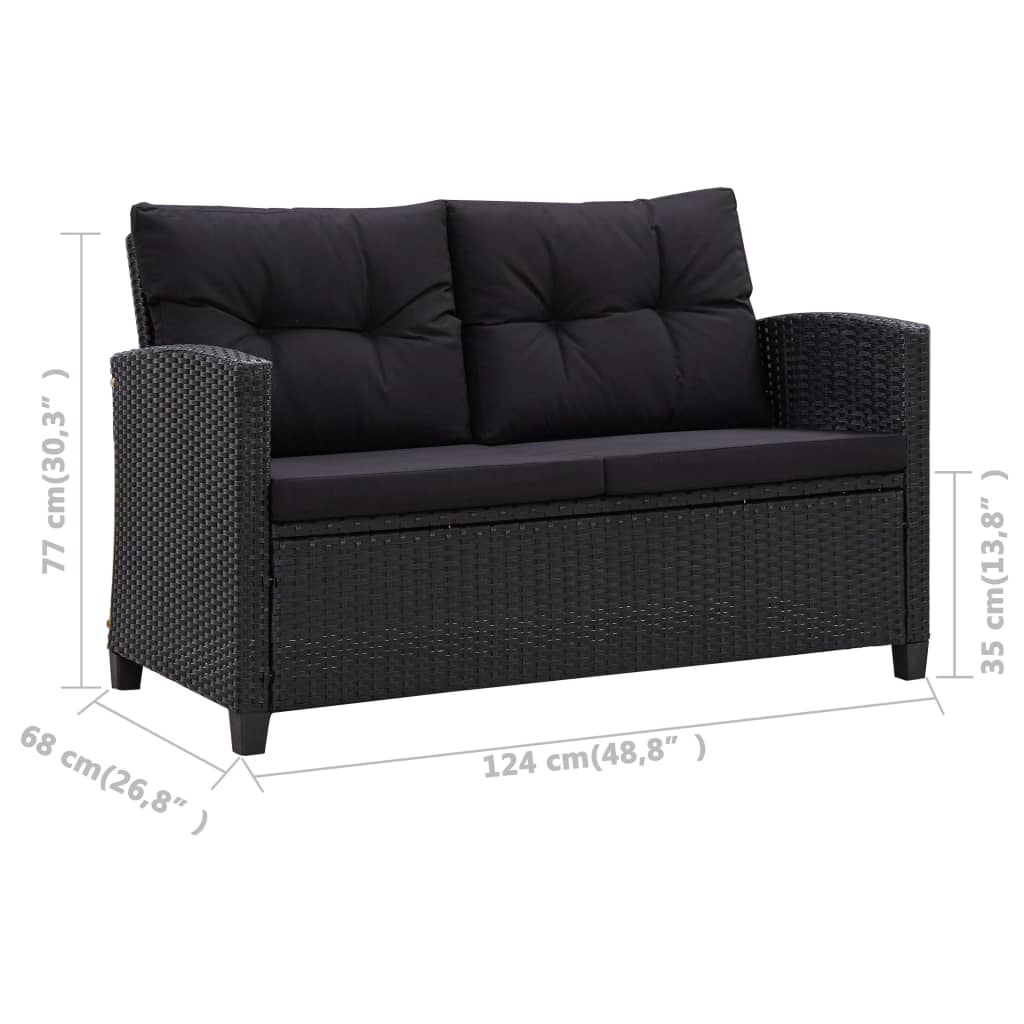 topersoners havesofa med hynder 124 cm polyrattan sort