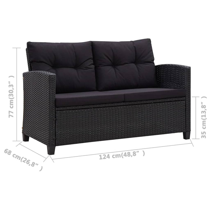 topersoners havesofa med hynder 124 cm polyrattan sort
