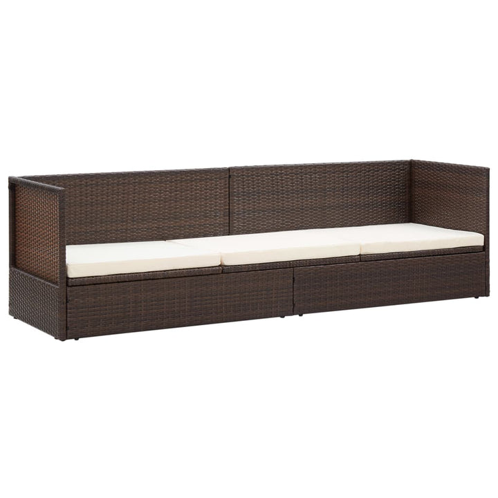 haveseng med hynde og puder polyrattan brun