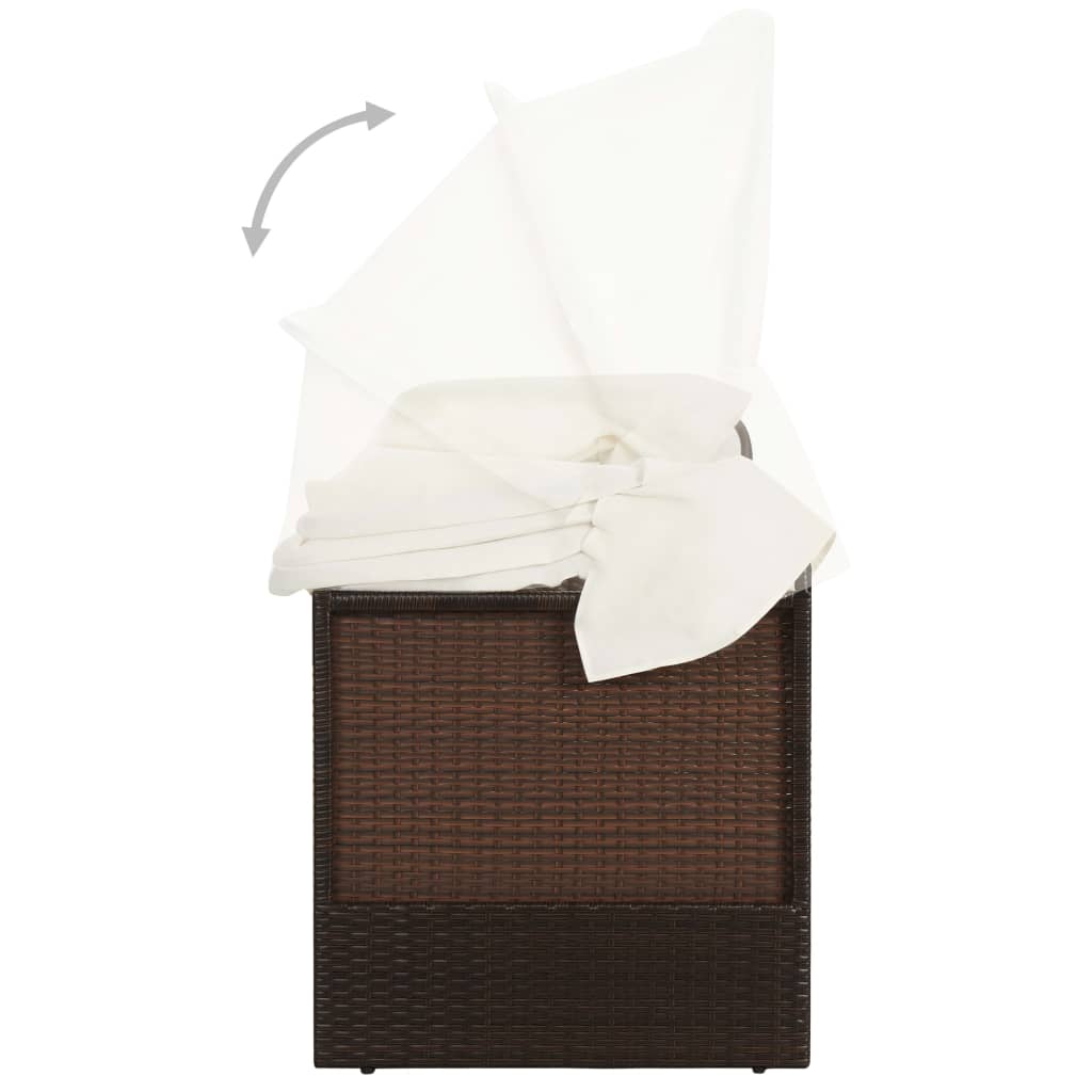 havesofa med baldakin polyrattan brun