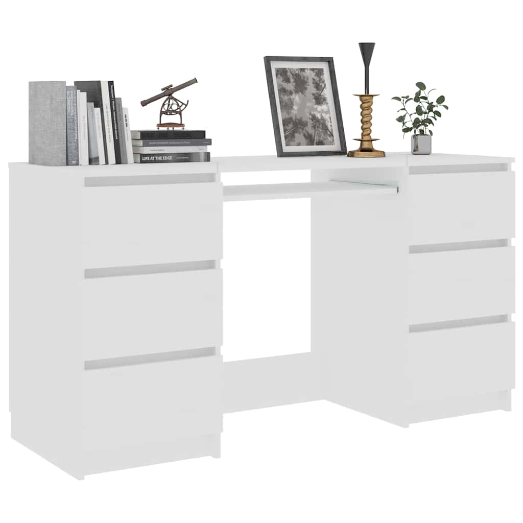 skrivebord 140x50x77 cm konstrueret træ hvid