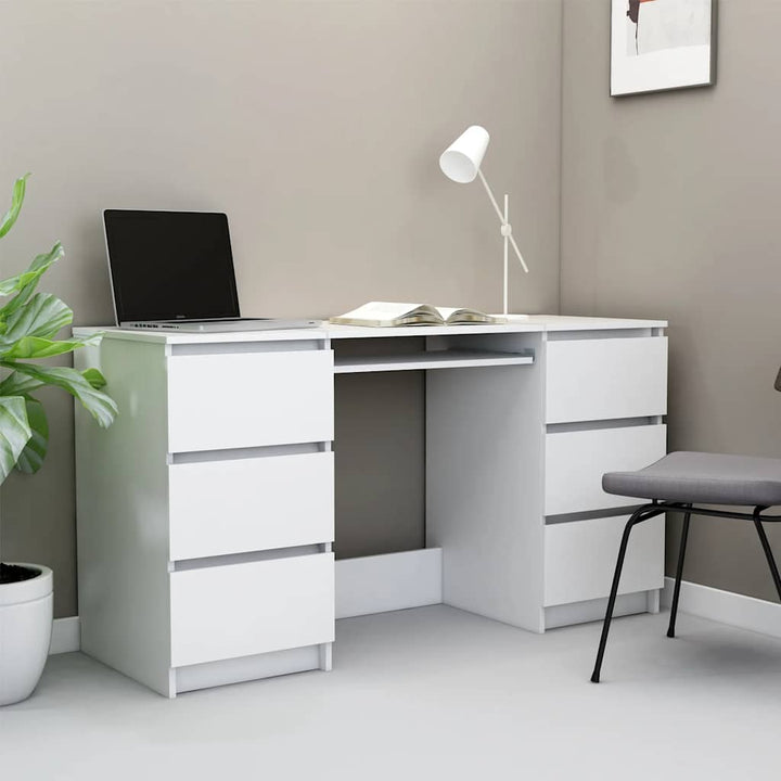 skrivebord 140x50x77 cm konstrueret træ hvid