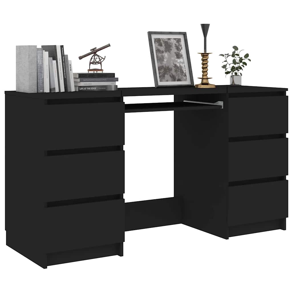skrivebord 140x50x77 cm konstrueret træ sort