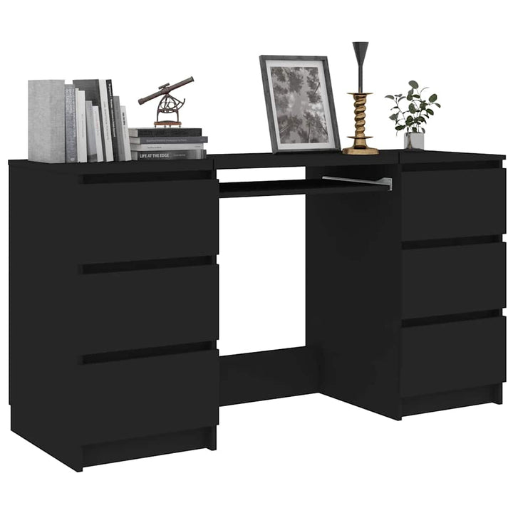 skrivebord 140x50x77 cm konstrueret træ sort
