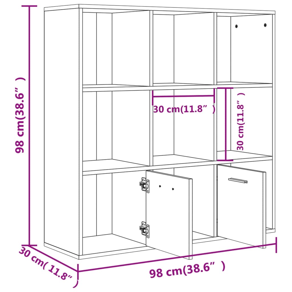 bogreol 98x30x98 cm konstrueret træ sonoma-eg