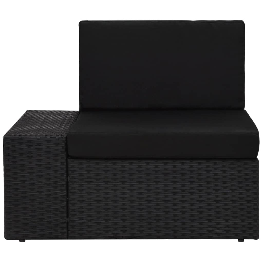 hjørnedel til sofa med højre armlæn polyrattan sort