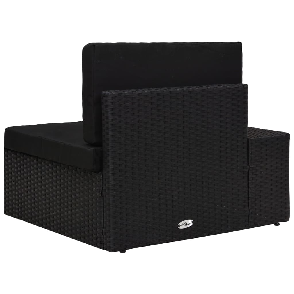 hjørnedel til sofa med højre armlæn polyrattan sort