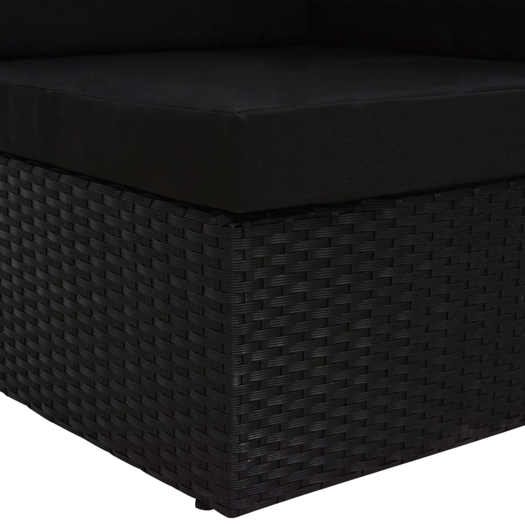 hjørnedel til sofa polyrattan sort
