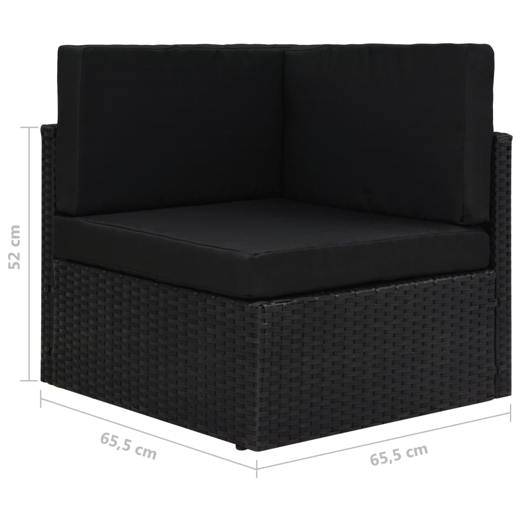 hjørnedel til sofa polyrattan sort