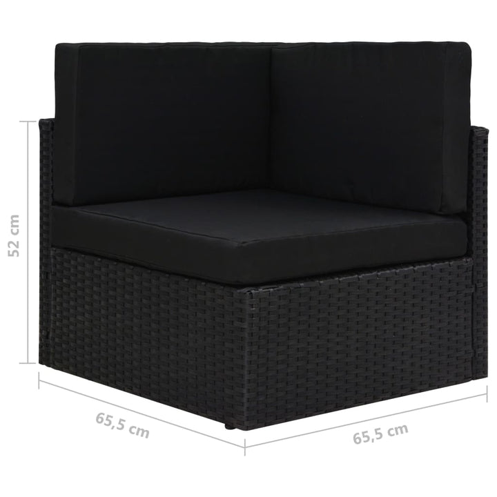 hjørnedel til sofa polyrattan sort