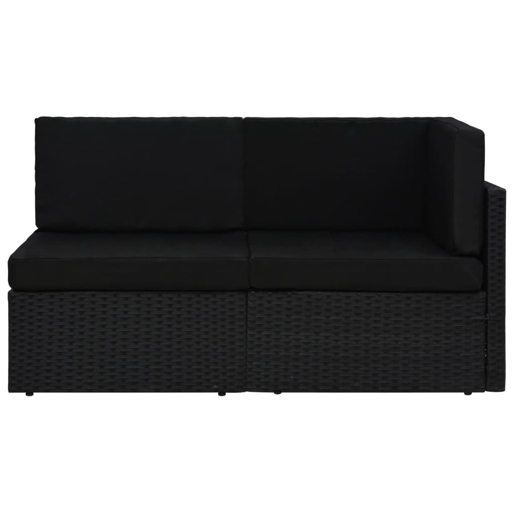 2-personers sofa modulær polyrattan sort