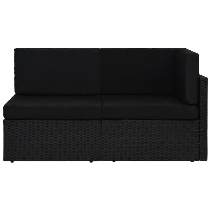 2-personers sofa modulær polyrattan sort