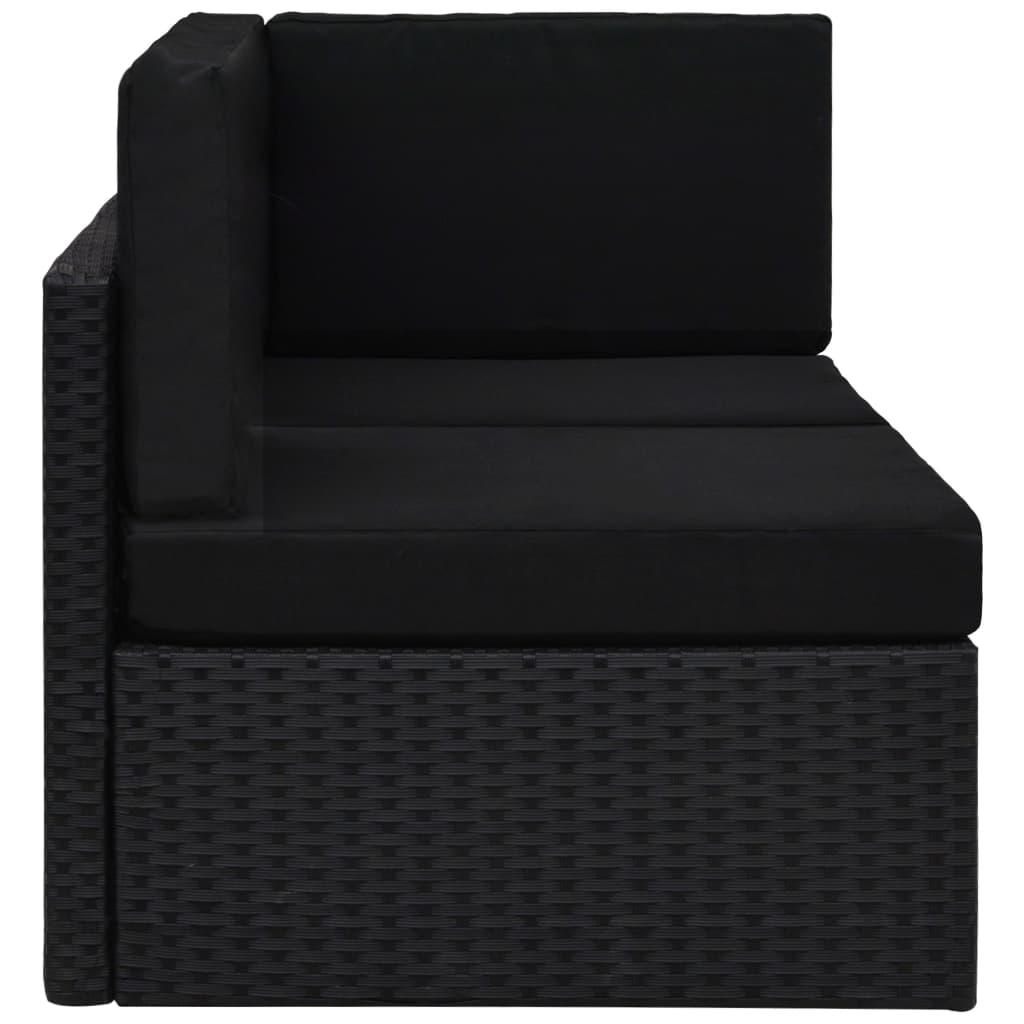 2-personers sofa modulær polyrattan sort
