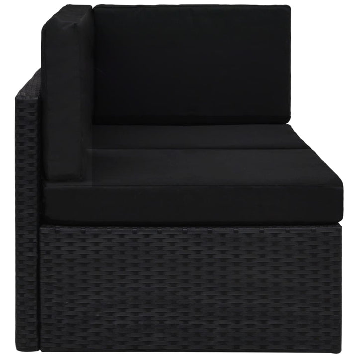 2-personers sofa modulær polyrattan sort