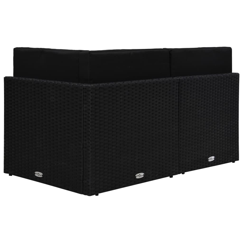2-personers sofa modulær polyrattan sort